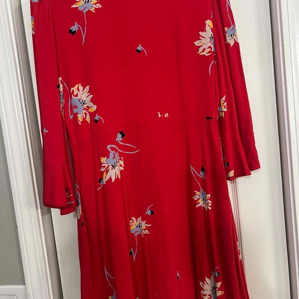 Free People Time On My Side Red Floral Print Wrap Dress sz med - Picture 5 of 5